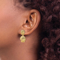 14K Yellow Gold Double Scallop Shell Drop Earrings by 0
