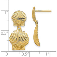 14K Yellow Gold Double Scallop Shell Drop Earrings by 0