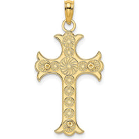 14K Yellow Gold Double Sided Reversible Textured Cross Charm Pendant - 24.7mm Length by Oro Pregiato