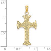14K Yellow Gold Double Sided Reversible Textured Cross Charm Pendant - 24.7mm Length by Oro Pregiato