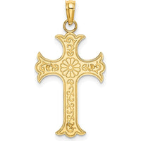 14K Yellow Gold Double Sided Reversible Textured Cross Charm Pendant - 24.7mm Length by Oro Pregiato