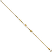 14K Yellow Gold Double Strand Cross and Bead Bracelet - 7.5" Length by Oro Pregiato