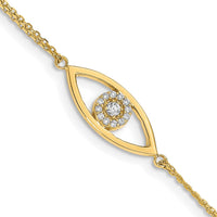 14K Yellow Gold Double-Strand Diamond Evil Eye Bracelet with 0.14 Carat Total Diamond Weight by Monteluci Fine Jewelry