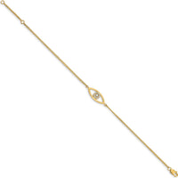 14K Yellow Gold Double-Strand Diamond Evil Eye Bracelet with 0.14 Carat Total Diamond Weight by Monteluci Fine Jewelry