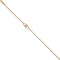 14K Yellow Gold Double-Strand Diamond Evil Eye Bracelet with 0.14 Carat Total Diamond Weight by Monteluci Fine Jewelry