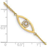 14K Yellow Gold Double-Strand Diamond Evil Eye Bracelet with 0.14 Carat Total Diamond Weight by Monteluci Fine Jewelry