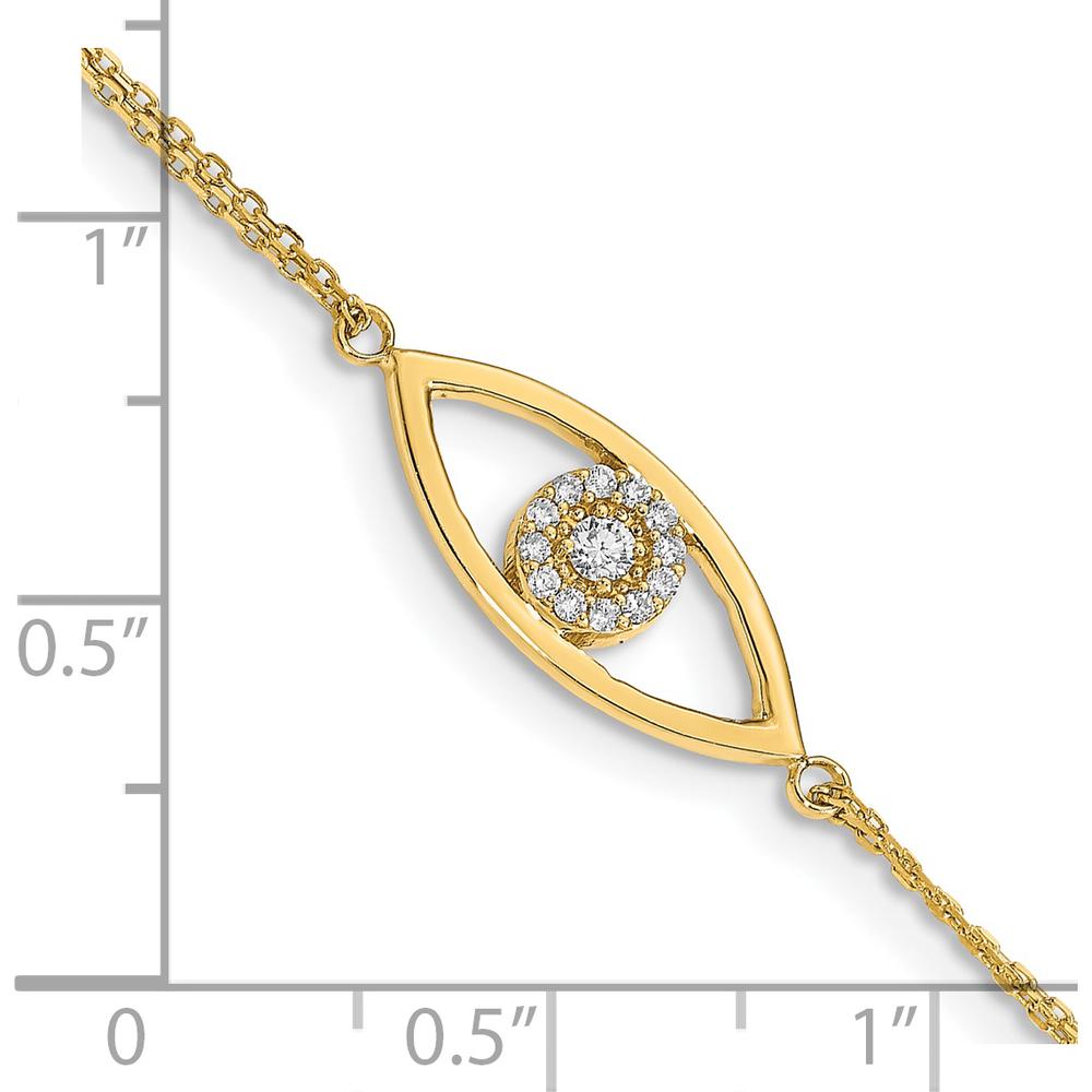 14K Yellow Gold Double-Strand Diamond Evil Eye Bracelet with 0.14 Carat Total Diamond Weight by Monteluci Fine Jewelry