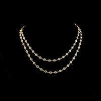 14K Yellow Gold Double Strand Station Necklace with 87 Bezel Set Round Lab Grown Diamonds - 14.36 Carat Total Weight, E-F Color VS2 Clarity - Covaloro Fine Jewelry