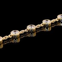 14K Yellow Gold Double Strand Station Necklace with 87 Bezel Set Round Lab Grown Diamonds - 14.36 Carat Total Weight, E-F Color VS2 Clarity - Covaloro Fine Jewelry