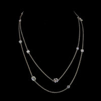 14K Yellow Gold Double Strand Station Necklace with Round Cut Lab Diamonds - 7.48 Carat Total Diamond Weight - Covaloro Fine Jewelry