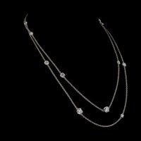14K Yellow Gold Double Strand Station Necklace with Round Cut Lab Diamonds - 7.48 Carat Total Diamond Weight - Covaloro Fine Jewelry