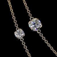 14K Yellow Gold Double Strand Station Necklace with Round Cut Lab Diamonds - 7.48 Carat Total Diamond Weight - Covaloro Fine Jewelry