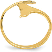 14K Yellow Gold Double Whale Tail Ring - Symbolic Ocean-Inspired Design by Oro Pregiato