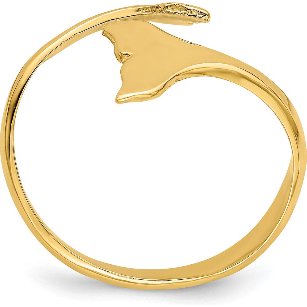 14K Yellow Gold Double Whale Tail Ring - Symbolic Ocean-Inspired Design by Oro Pregiato