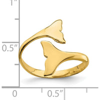 14K Yellow Gold Double Whale Tail Ring - Symbolic Ocean-Inspired Design by Oro Pregiato