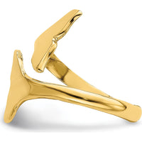 14K Yellow Gold Double Whale Tail Ring - Symbolic Ocean-Inspired Design by Oro Pregiato