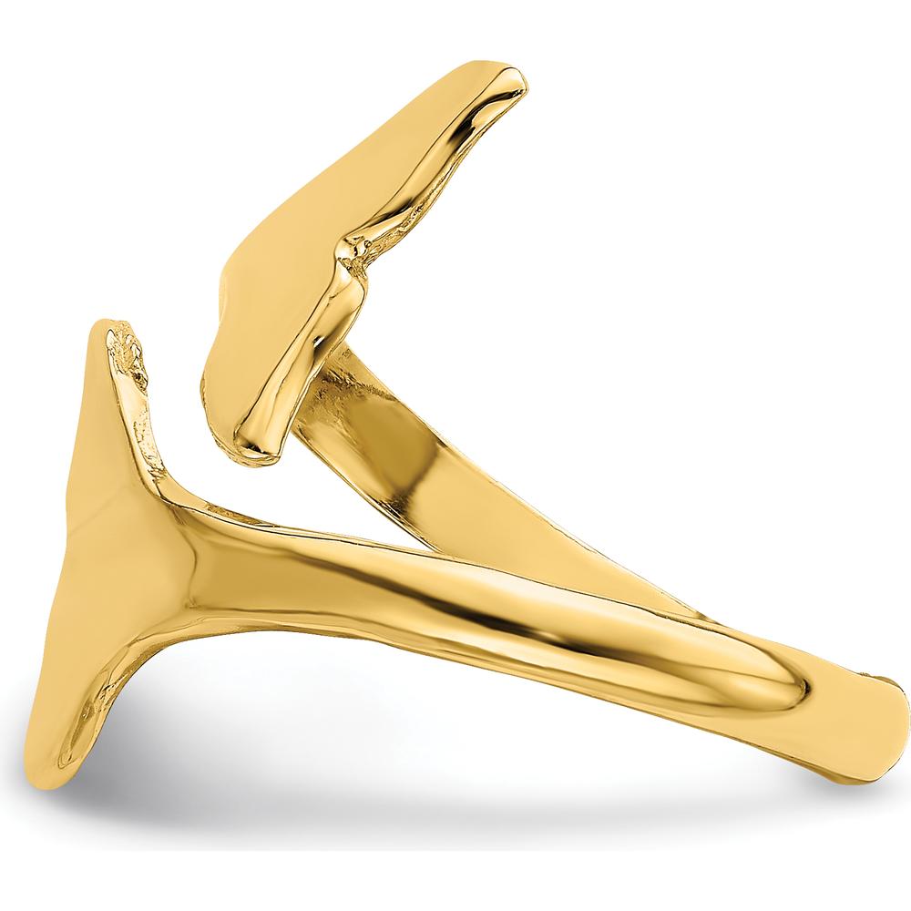 14K Yellow Gold Double Whale Tail Ring - Symbolic Ocean-Inspired Design by Oro Pregiato