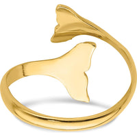 14K Yellow Gold Double Whale Tail Ring - Symbolic Ocean-Inspired Design by Oro Pregiato