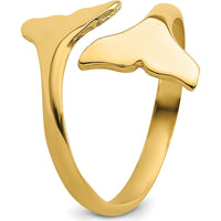 14K Yellow Gold Double Whale Tail Ring - Symbolic Ocean-Inspired Design by Oro Pregiato