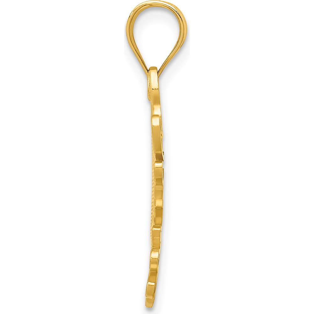 14K Yellow Gold Dove Pendant with Heart Symbol - Timeless Love and Peace Design by Oro Pregiato