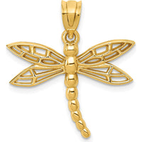 14K Yellow Gold Dragonfly Charm Pendant with Polished Finish by Oro Pregiato