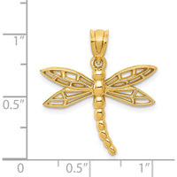 14K Yellow Gold Dragonfly Charm Pendant with Polished Finish by Oro Pregiato