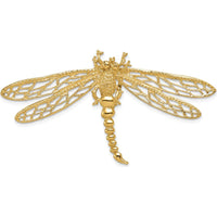 14K Yellow Gold Dragonfly Omega Slide Pendant with Cut-Out Wings and Polished Finish by Oro Pregiato