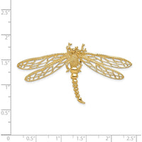 14K Yellow Gold Dragonfly Omega Slide Pendant with Cut-Out Wings and Polished Finish by Oro Pregiato
