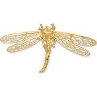 14K Yellow Gold Dragonfly Omega Slide Pendant with Cut-Out Wings and Polished Finish by Oro Pregiato
