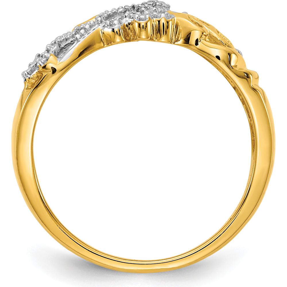 14K Yellow Gold Dragonfly Ring with Round Diamonds - 0.013 Carat Total Diamond Weight by 0