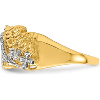 14K Yellow Gold Dragonfly Ring with Round Diamonds - 0.013 Carat Total Diamond Weight by 0