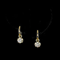 14K Yellow Gold Drop Earrings with 0.98 Carat Total Weight Round Brilliant Cut Lab Diamonds, Prong Setting with Black Rhodium Accent - Covaloro Fine Jewelry