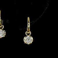 14K Yellow Gold Drop Earrings with 0.98 Carat Total Weight Round Brilliant Cut Lab Diamonds, Prong Setting with Black Rhodium Accent - Covaloro Fine Jewelry