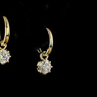 14K Yellow Gold Drop Earrings with 0.98 Carat Total Weight Round Brilliant Cut Lab Diamonds, Prong Setting with Black Rhodium Accent - Covaloro Fine Jewelry