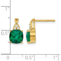 14K Yellow Gold Drop Earrings with 1.68 Carat Created Emerald and Diamond Accents by Oro Pregiato
