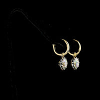 14K Yellow Gold Drop Earrings with 3.02 Carat Total Weight Round Brilliant Cut Lab Diamonds and Black Rhodium Accent - Covaloro Fine Jewelry