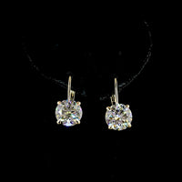 14K Yellow Gold Drop Earrings with 3.04 Carat Round Brilliant Cut Lab Diamonds & Accent Diamonds - 6.29 Total Carat Weight - Covaloro Fine Jewelry