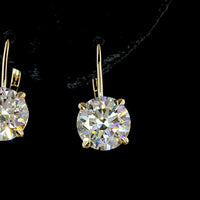 14K Yellow Gold Drop Earrings with 3.04 Carat Round Brilliant Cut Lab Diamonds & Accent Diamonds - 6.29 Total Carat Weight - Covaloro Fine Jewelry