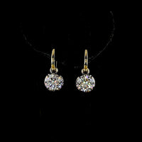 14K Yellow Gold Drop Earrings with 4.00 Carats Total Weight Round Brilliant Lab Diamonds, E-F Color VVS2 Clarity, Black Rhodium Prong & Bezel Setting - Covaloro Fine Jewelry