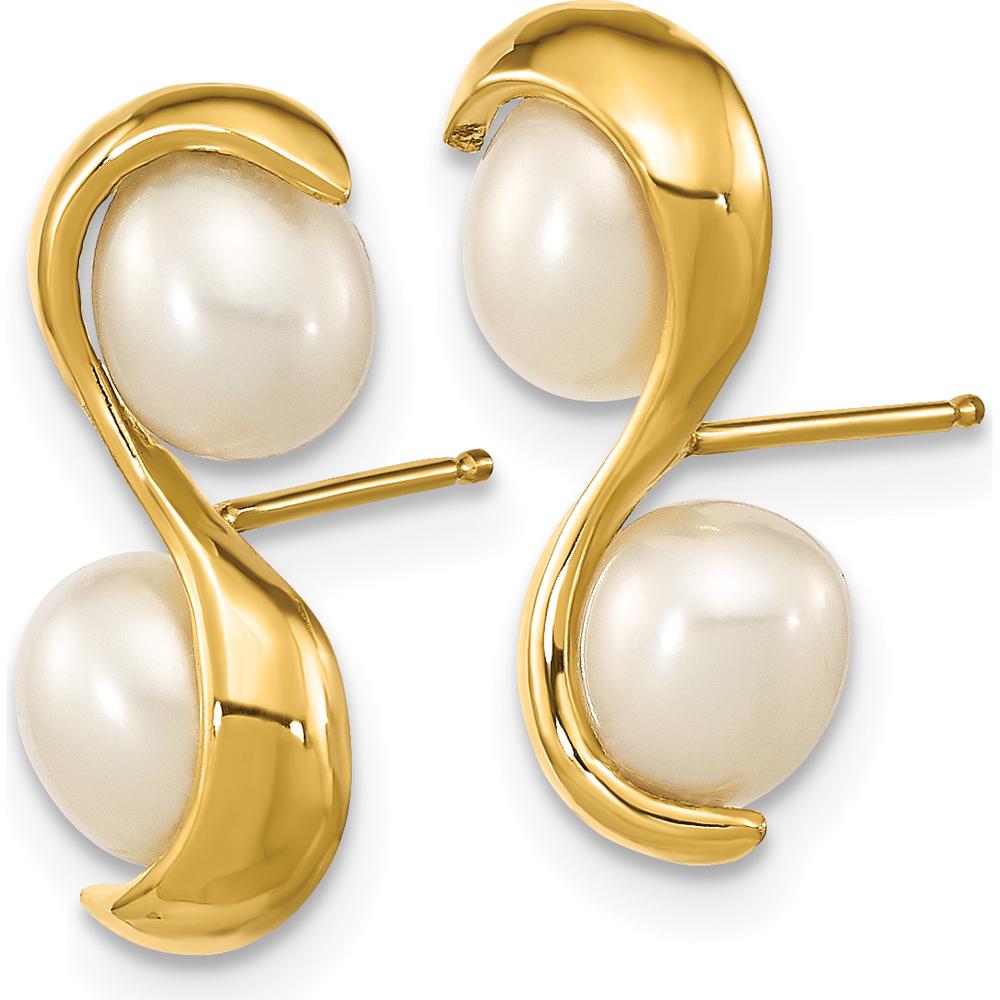 14K Yellow Gold Drop Earrings with 4-5mm White Freshwater Cultured Rice Pearls by Monteluci Fine Jewelry