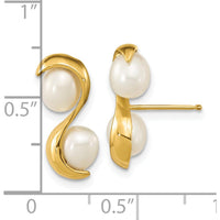14K Yellow Gold Drop Earrings with 4-5mm White Freshwater Cultured Rice Pearls by Monteluci Fine Jewelry