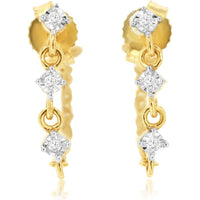 14K Yellow Gold Drop Earrings with 4-Prong Set Round Diamonds - 0.05 Carat Total Diamond Weight - Royal Jewelry