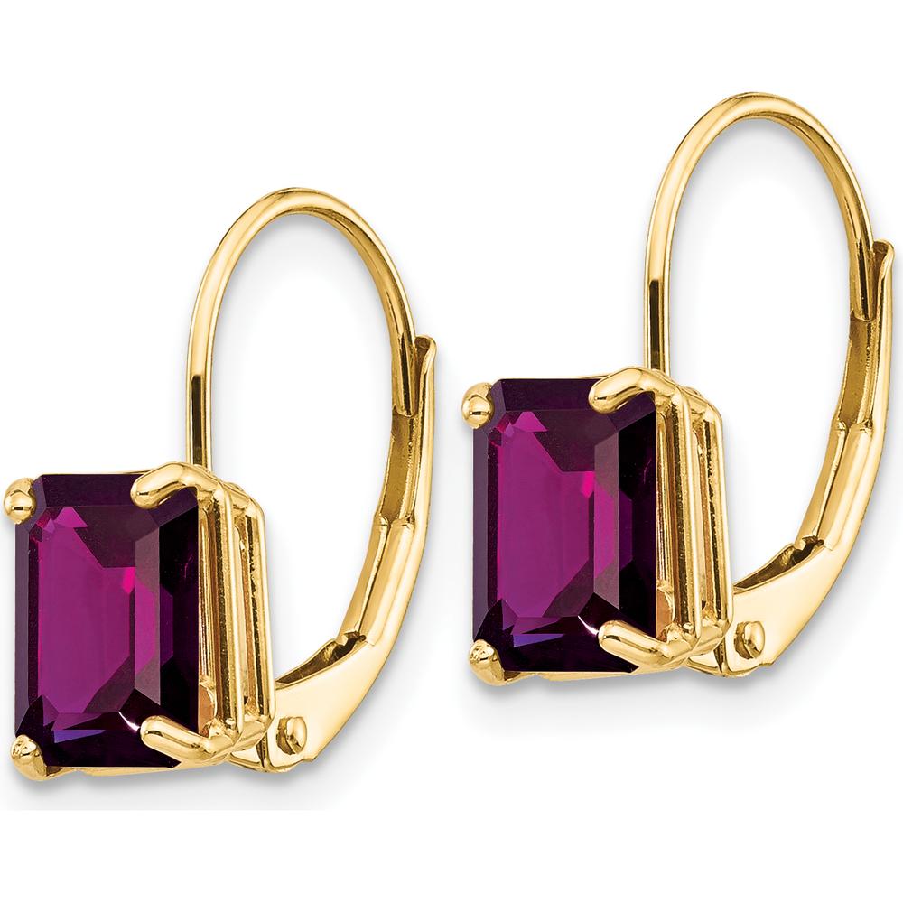 14K Yellow Gold Drop Earrings with 7x5mm Emerald Cut Amethyst - 0.9 Carat Total Weight by Monteluci Fine Jewelry