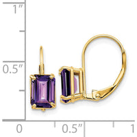 14K Yellow Gold Drop Earrings with 7x5mm Emerald Cut Amethyst - 0.9 Carat Total Weight by Monteluci Fine Jewelry
