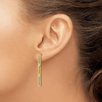 14K Yellow Gold Drop Earrings with 88 Round Diamonds - 0.01 Carat Total Diamond Weight by Monteluci Fine Jewelry