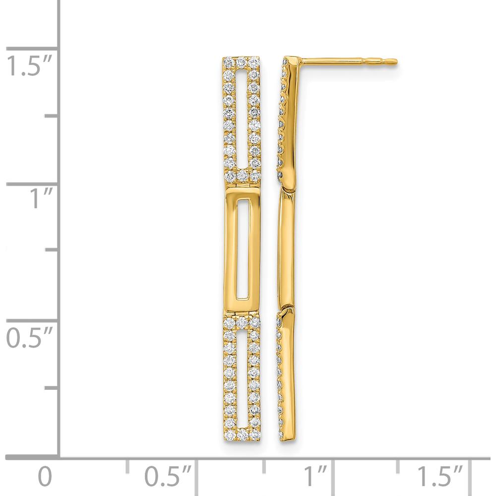 14K Yellow Gold Drop Earrings with 88 Round Diamonds - 0.01 Carat Total Diamond Weight by Monteluci Fine Jewelry