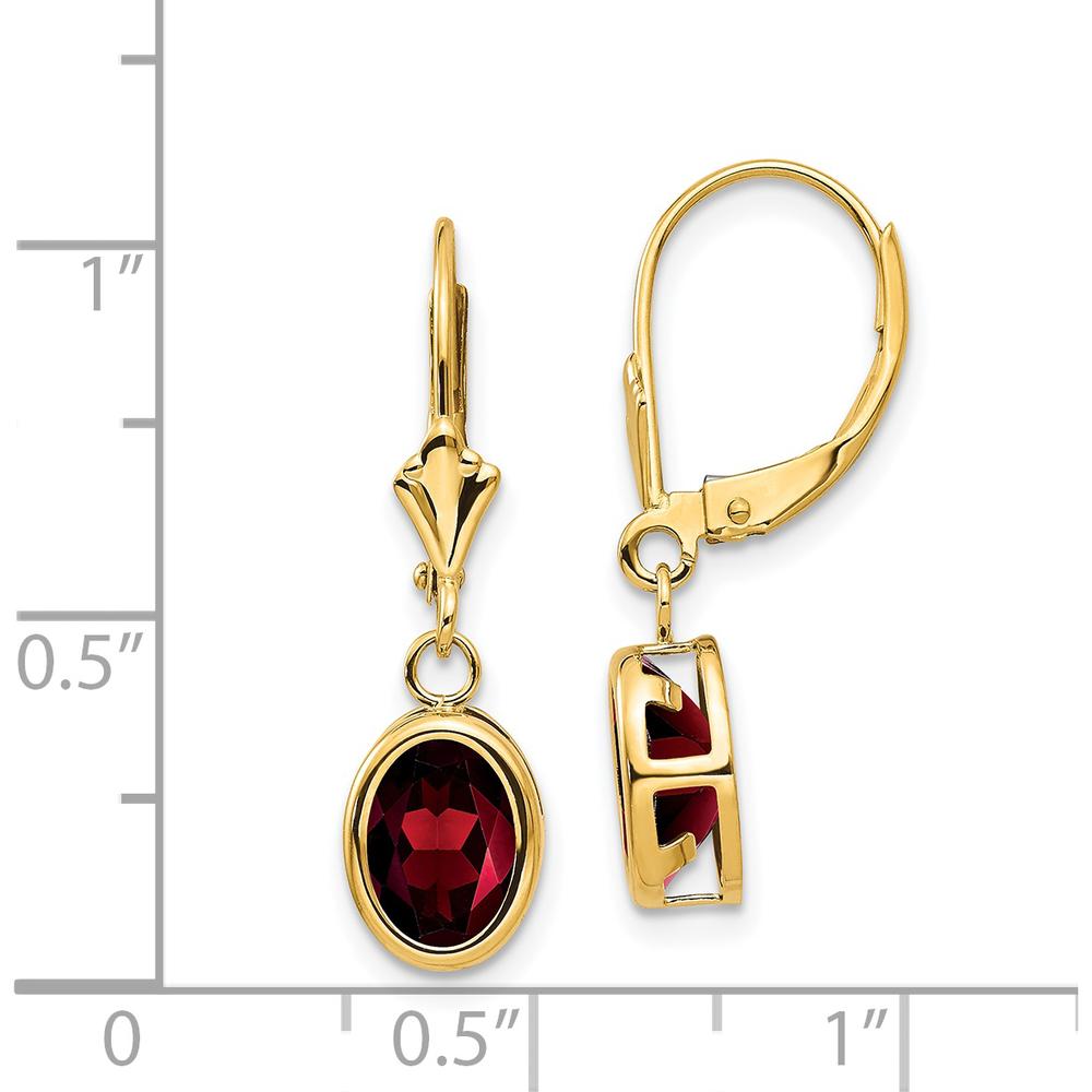 14K Yellow Gold Drop Earrings with 8x6mm Oval Garnet - 1.4 Carat Total Gem Weight by Monteluci Fine Jewelry