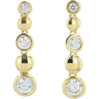 14K Yellow Gold Drop Earrings with Bezel Set Lab Grown Diamonds - 1.00 Carat Total Weight