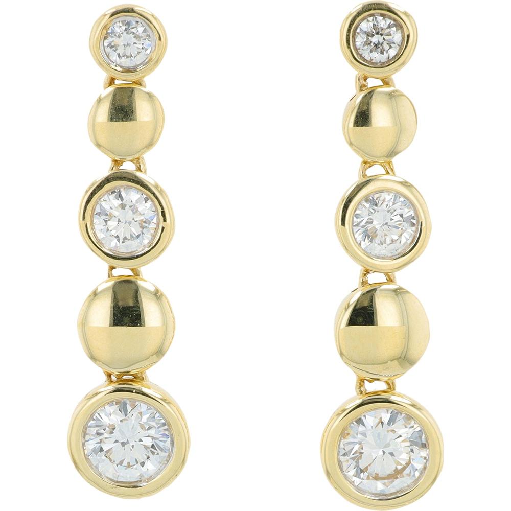 14K Yellow Gold Drop Earrings with Bezel Set Lab Grown Diamonds - 1.00 Carat Total Weight