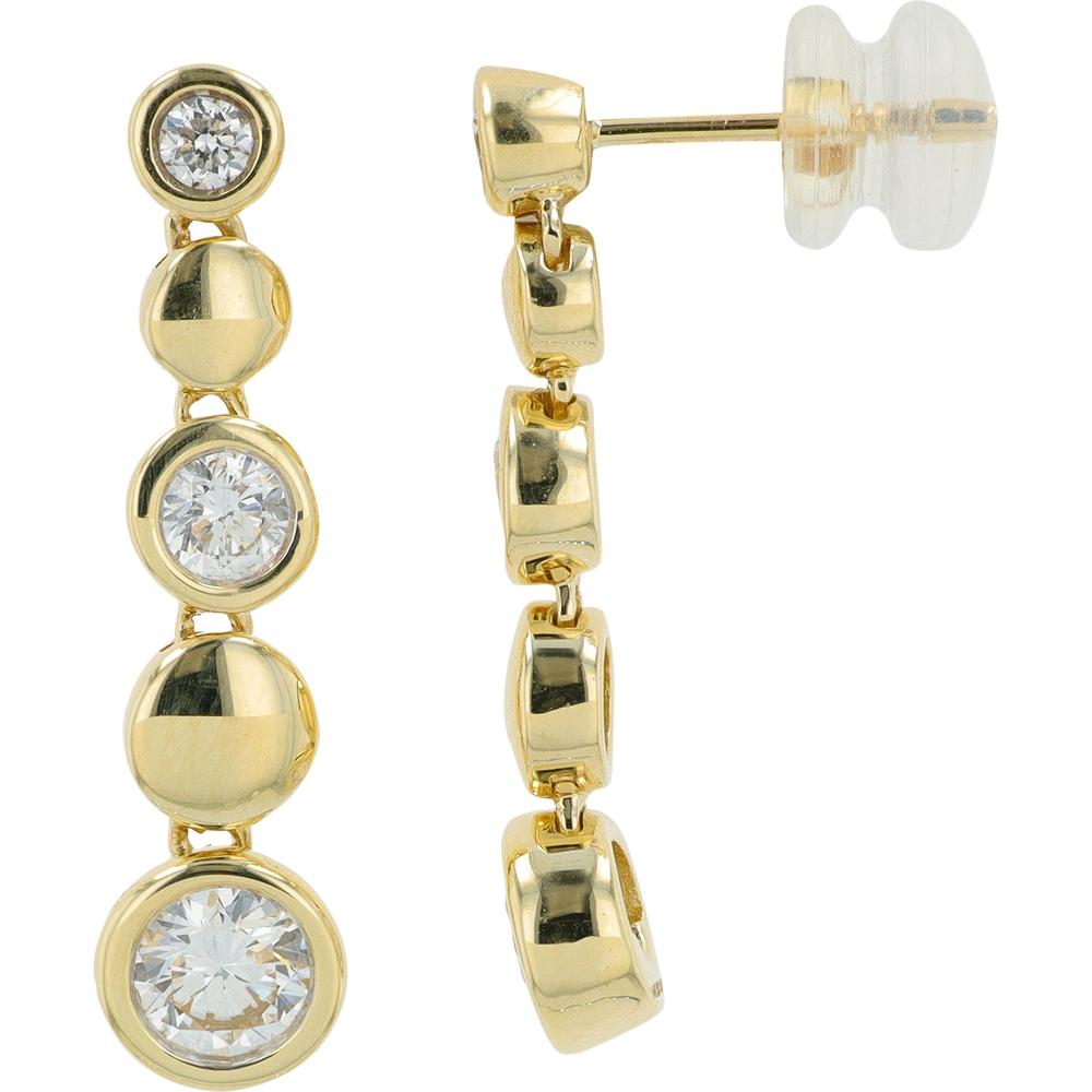 14K Yellow Gold Drop Earrings with Bezel Set Lab Grown Diamonds - 1.00 Carat Total Weight